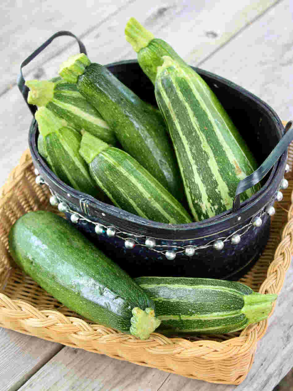 A basket of zucchini