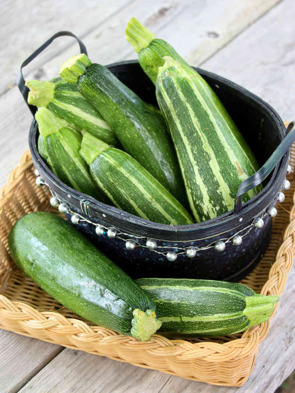 A basket of zucchini