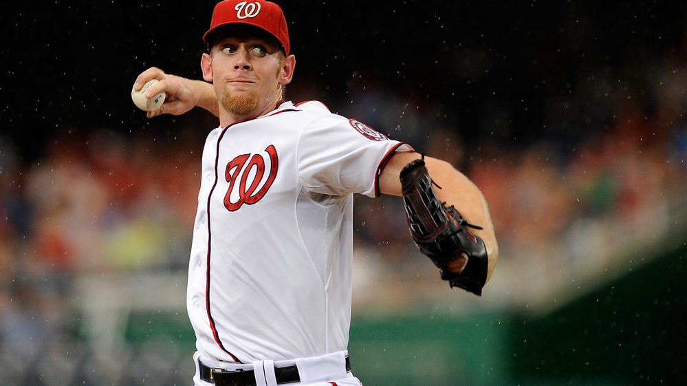 Stephen Strasburg of the Washington Nationals pitches against the Atlanta Braves at Nationals Park last week.