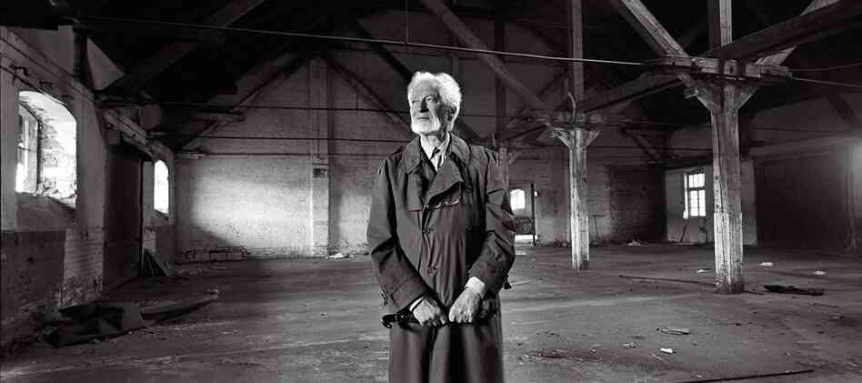 Toman Brod, born in 1929, in a World War II vintage rail building ... from where he was deported, Prague, June 2012.