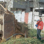 Rachel Corrie, 23, stands in front of a Palestinian's home to prevent it from being demolished