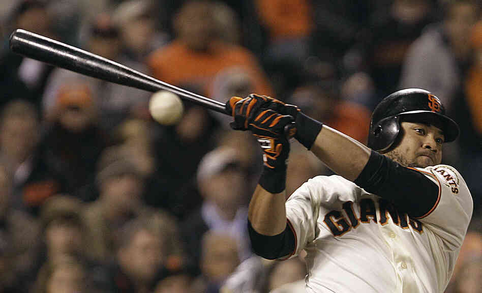 San Francisco Giants' Melky Cabrera fouls off a pitch. Cabrera was suspended Aug 15 for 50 games without pay after testing positive for high levels of testosterone.