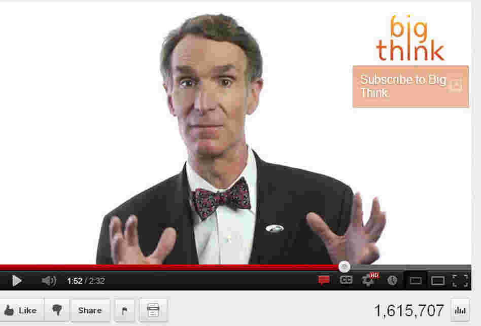 A screenshot of Bill Nye discussing creationism and evolution in a popular YouTube video. A screenshot of Bill Nye discussing creationism and evolution in a popular YouTube video.