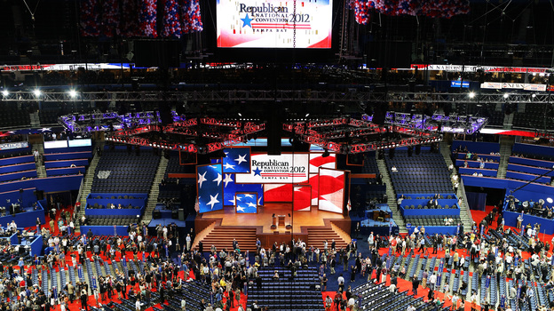 The stage is set at the Republican National Convention in Tampa. (Getty Images)