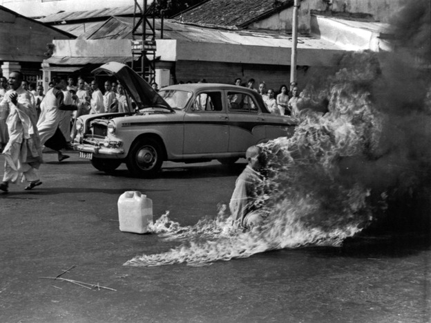 Journalist Malcome Browne took this iconic photo of the self-immolation of Buddhist monk Thich Quang Duc in Saigon in 1963. The monk committed suicide to protest what he called government persecution of Buddhists. Browne, who worked for the AP and later The New York Times, died Monday at age 81.