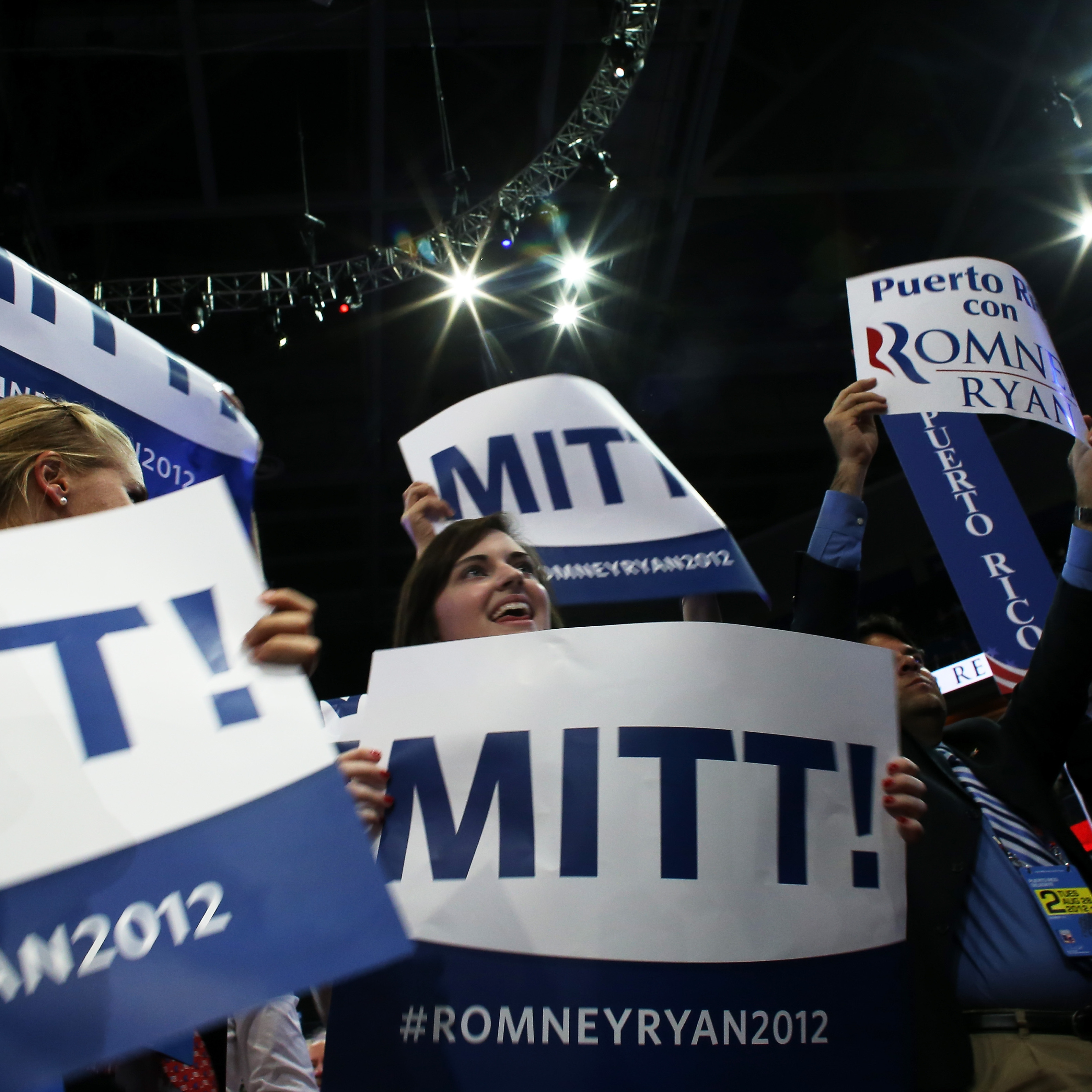 Some of the scene on the floor of the Republican National Convention Tuesday evening.