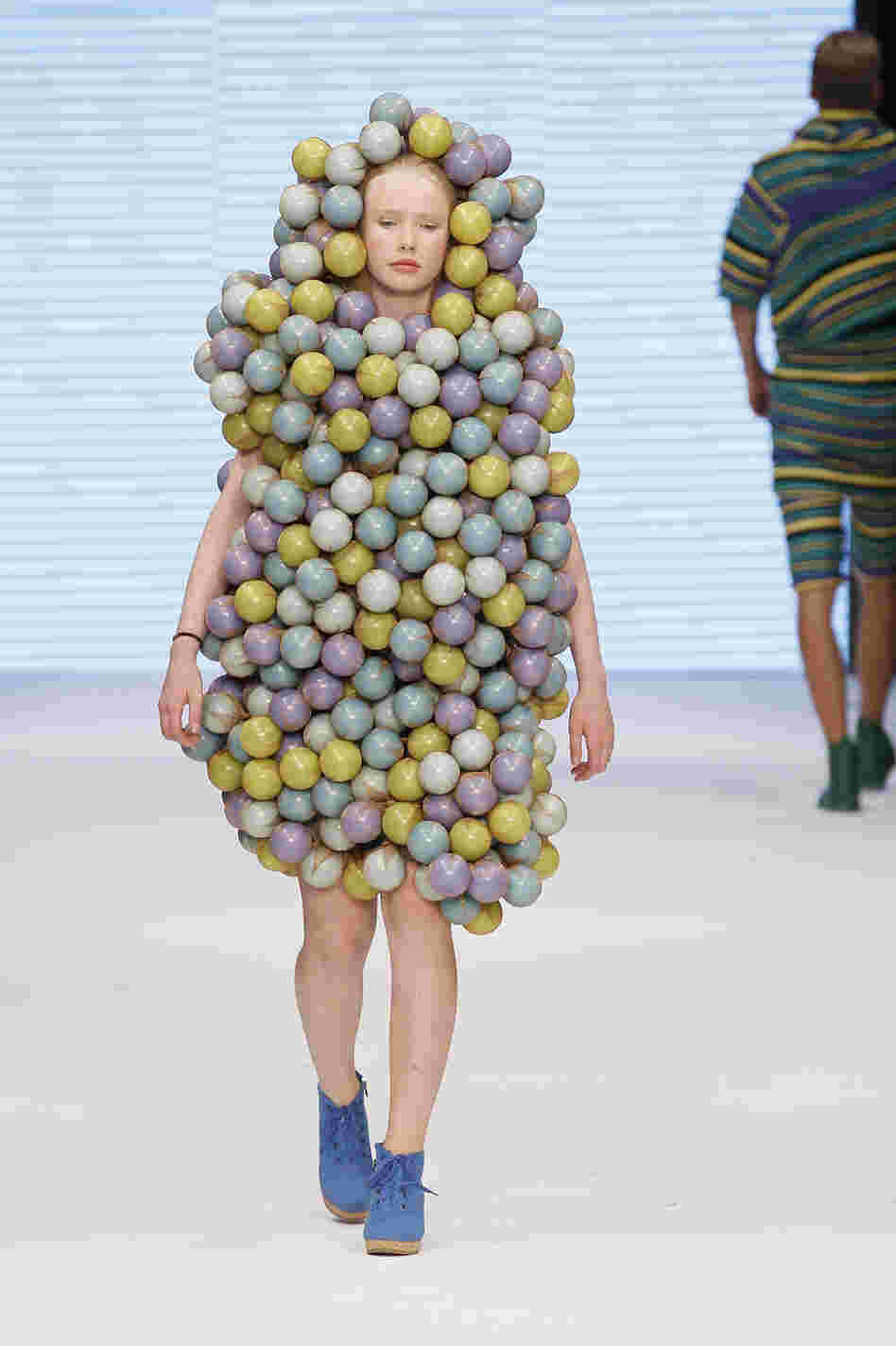 A model walks down the runway during the Maria Sofia Bahlner S/S 2013 Fashion Show from the Swedish School of Textiles during the Mercedes-Benz Stockholm Fashion Week. A model walks down the runway during the Maria Sofia Bahlner S/S 2013 Fashion Show from the Swedish School of Textiles during the Mercedes-Benz Stockholm Fashion Week.