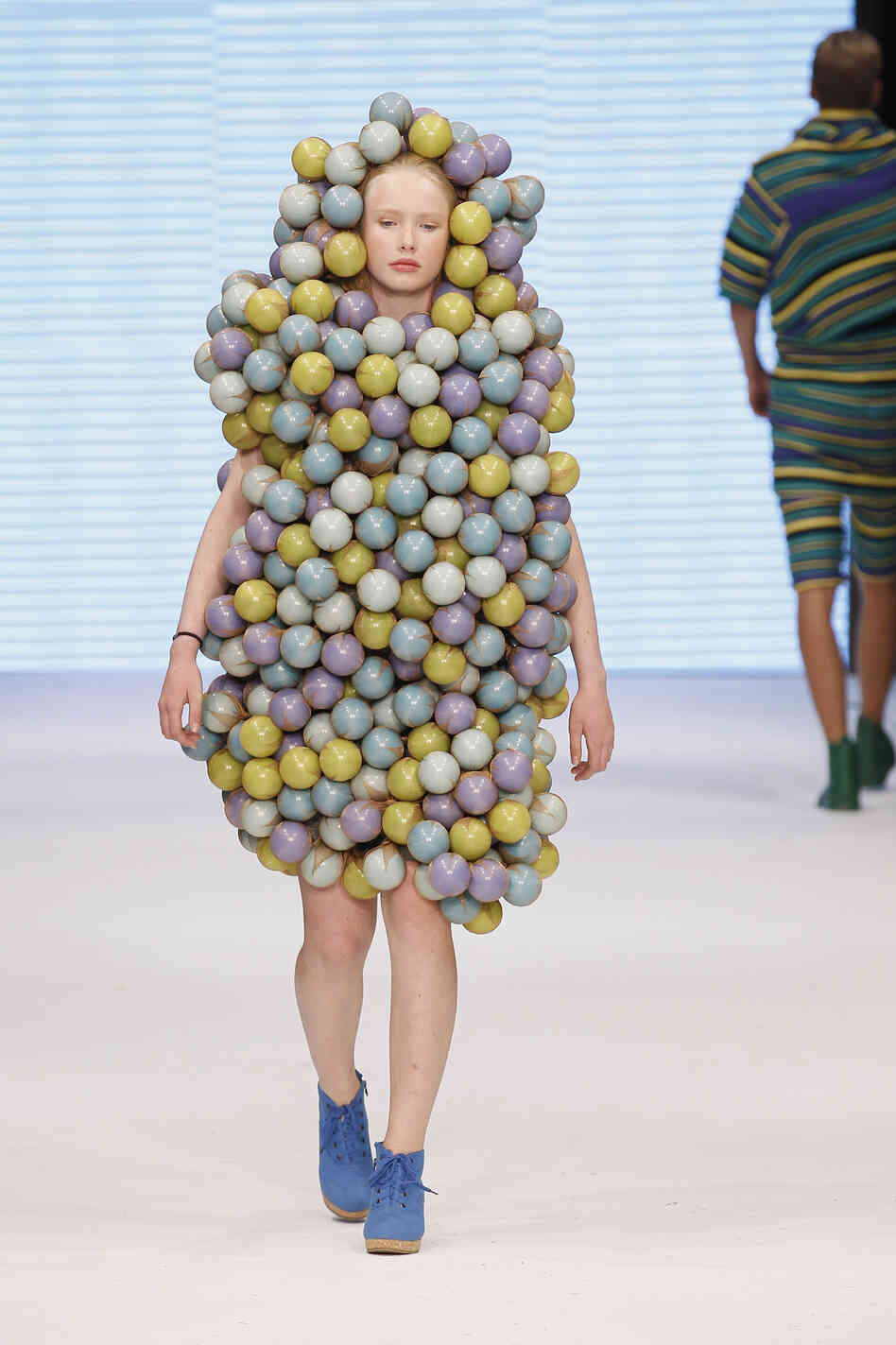A model walks down the runway during the Maria Sofia Bahlner S/S 2013 Fashion Show from the Swedish School of Textiles during the Mercedes-Benz Stockholm Fashion Week. A model walks down the runway during the Maria Sofia Bahlner S/S 2013 Fashion Show from the Swedish School of Textiles during the Mercedes-Benz Stockholm Fashion Week.