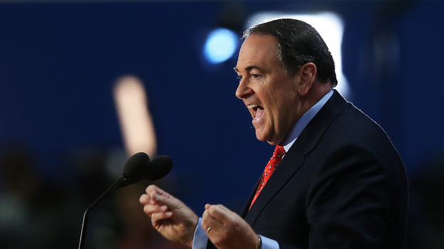 Former Arkansas Gov. Mike Huckabee speaks at the Republican National Convention Wednesday.