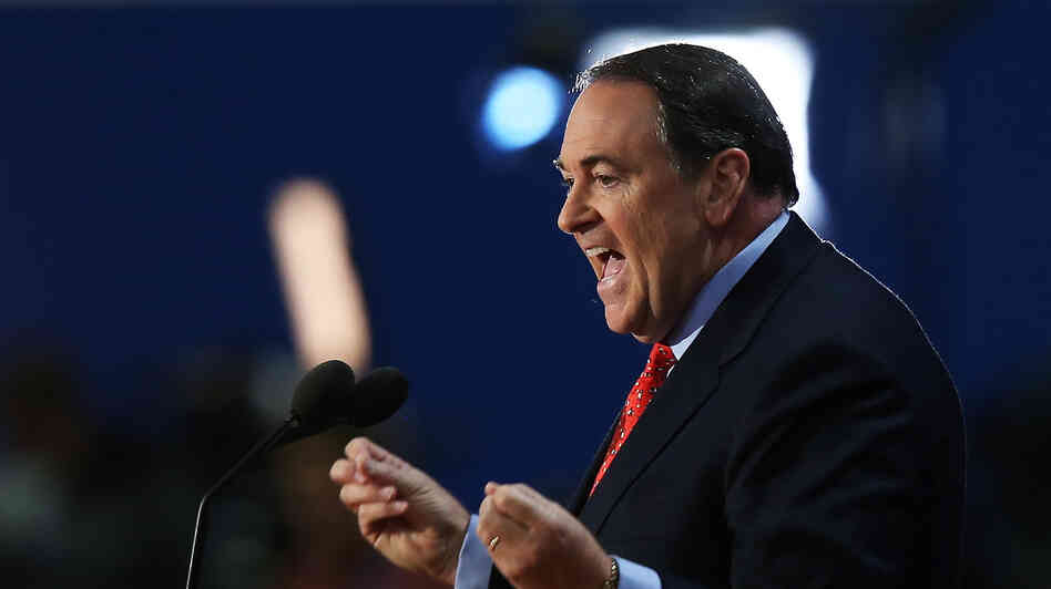 Former Arkansas Gov. Mike Huckabee speaks at the Republican National Convention Wednesday.