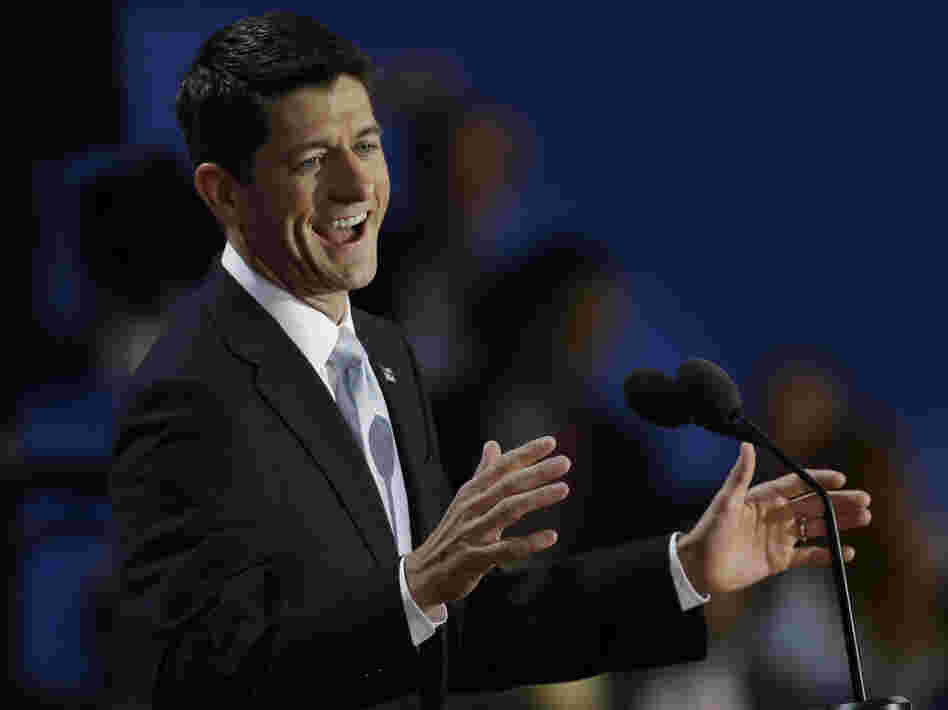 Rep. Paul Ryan, R-Wis., speaks Wednesday to delegates at the Republican National Convention in Tampa, Fla.
