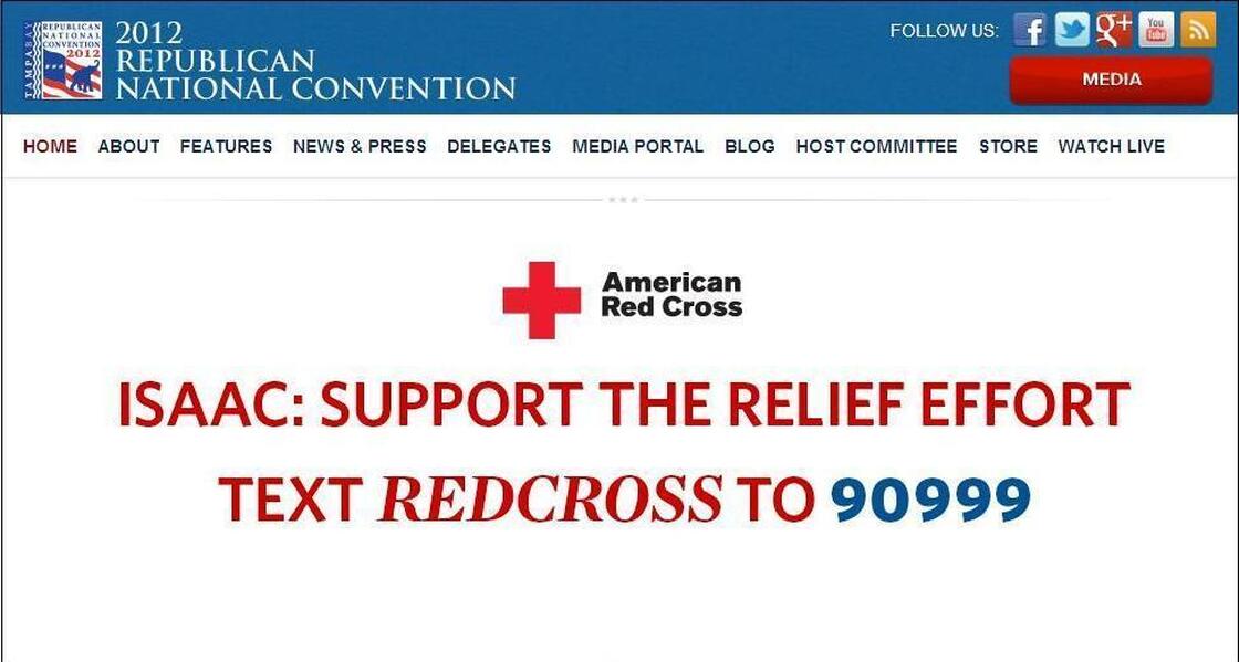 The website of the 2012 Republican National Convention this afternoon.