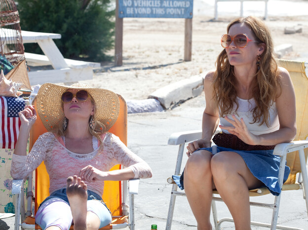 Bonnie (Kate Bosworth) and Lily's mother, Margaret (Leslie Mann), soak up the rays in the ravaged landscape where Little Birds finds its setting.