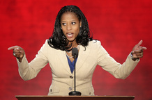 Mayor of Saratoga Springs, Utah, Mia Love addresses the Republican National Convention on Tuesday. Mayor of Saratoga Springs, Utah, Mia Love addresses the Republican National Convention on Tuesday.