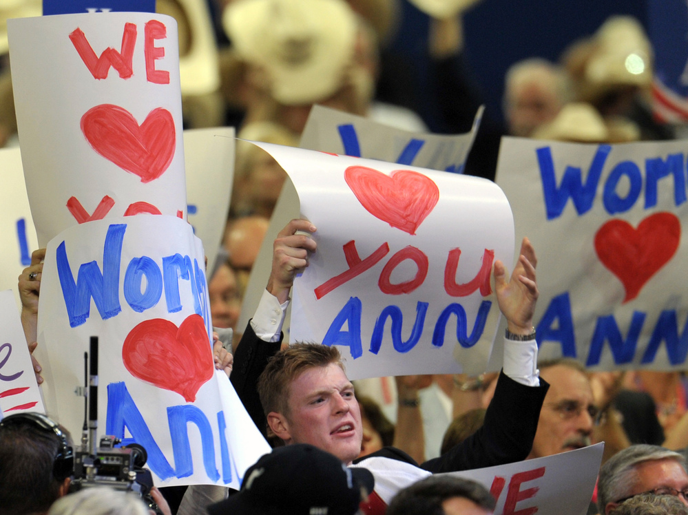 Delegates showed their love for Ann Romney at the Republican National Convention on Tuesday. Delegates showed their love for Ann Romney at the Republican National Convention on Tuesday.