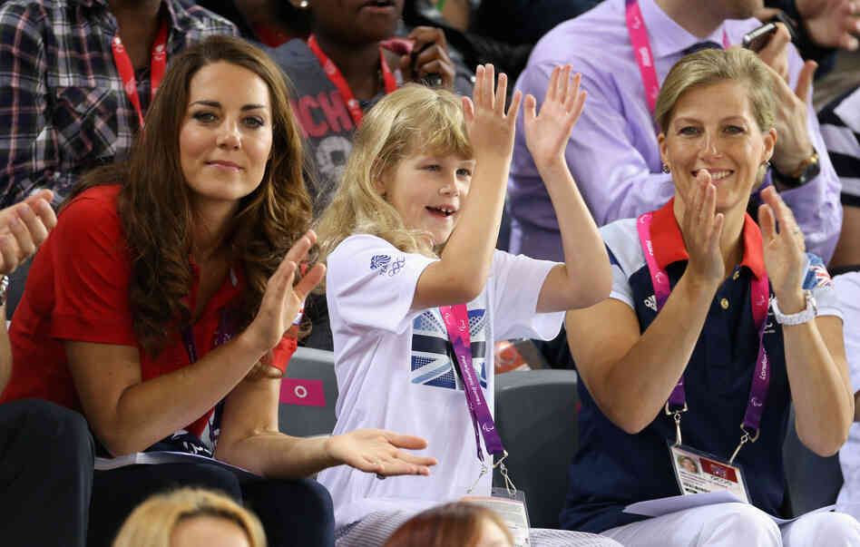 Catherine, Duchess of Cambridge, Lady Louise Windsor and Sophie, Countess of Wessex. Catherine, Duchess of Cambridge, Lady Louise Windsor and Sophie, Countess of Wessex.