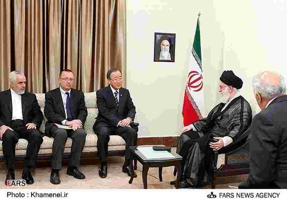 U.N. Secretary-General Ban Ki-moon meets with Iran's supreme leader Ayatollah Ali Khamenei during a meeting of the Nonaligned Movement. U.N. Secretary-General Ban Ki-moon meets with Iran's supreme leader Ayatollah Ali Khamenei during a meeting of the Nonaligned Movement.