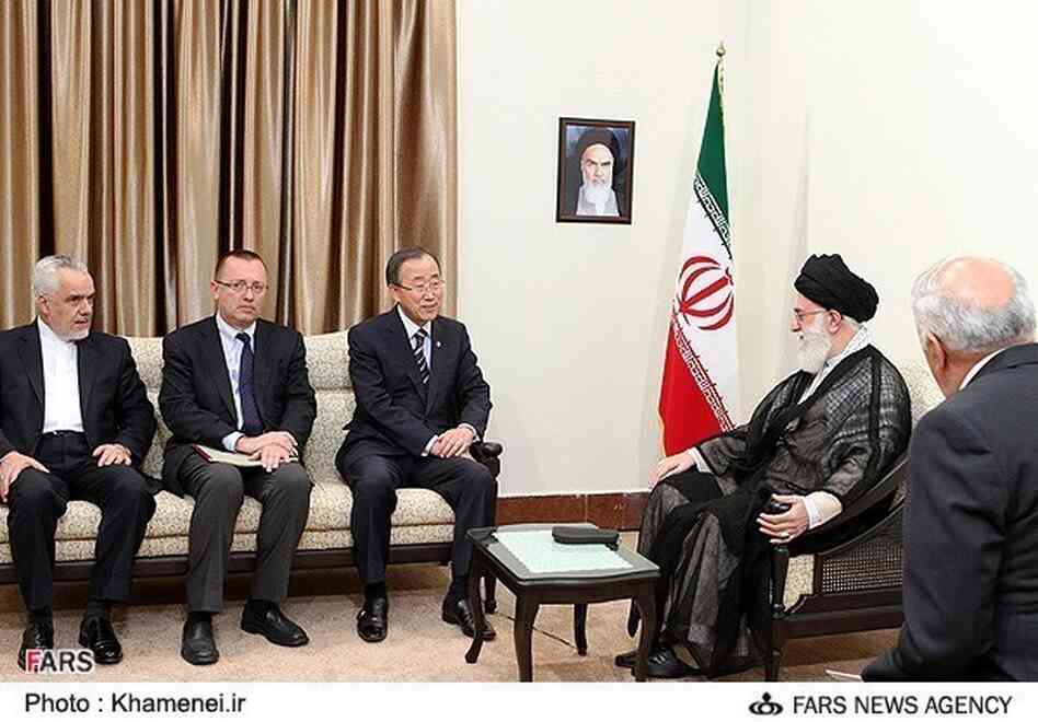 U.N. Secretary-General Ban Ki-moon meets with Iran's supreme leader Ayatollah Ali Khamenei during a meeting of the Nonaligned Movement. U.N. Secretary-General Ban Ki-moon meets with Iran's supreme leader Ayatollah Ali Khamenei during a meeting of the Nonaligned Movement.