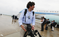 Arun Chaudhary is the first official White House videographer. He is shown above in front of Air Force One after accompanying President Obama to the Gulf Coast region in June 2010.