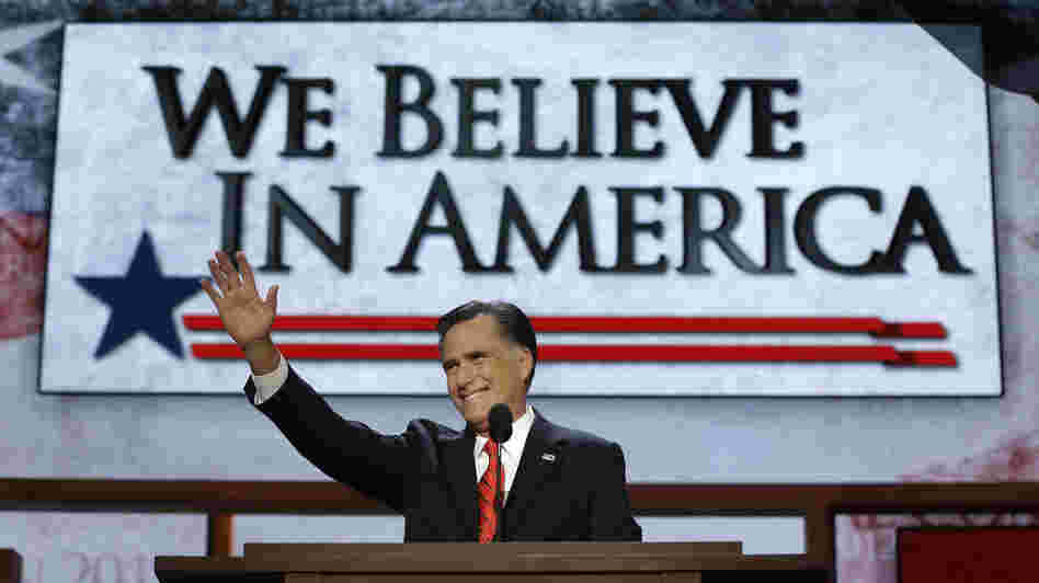 Mitt Romney accepts the Republican nomination for president at the party's convention Thursday.