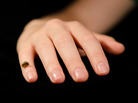 A replica of the pinky bone fragment found in a Siberian cave. Researchers used the bone bit to extract and sequence the genome of a girl who lived tens of thousands of years ago. A replica of the pinky bone fragment found in a Siberian cave. Researchers used the bone bit to extract and sequence the genome of a girl who lived tens of thousands of years ago.