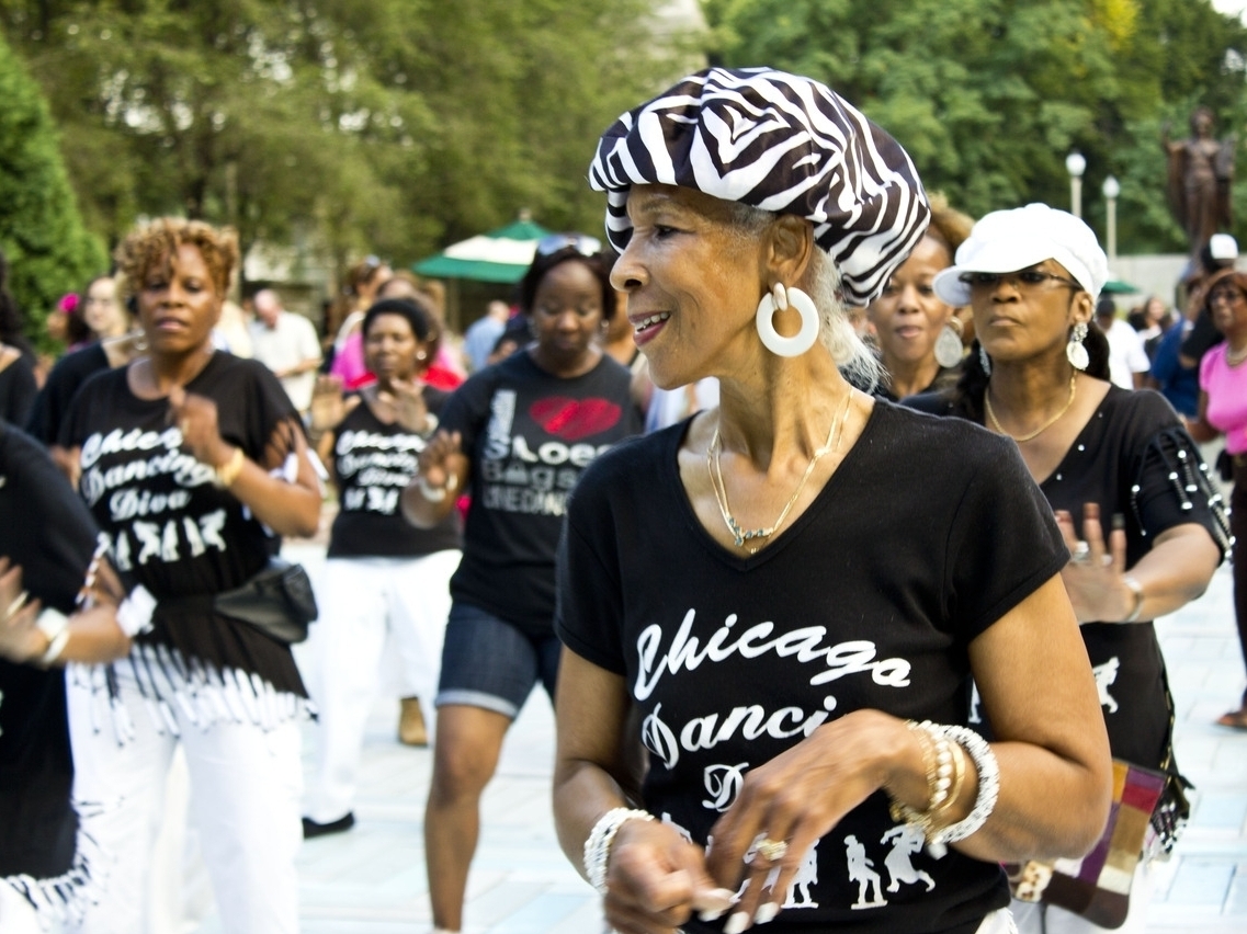 At the Chicago Summer Dance event in the city's Grant Park, attendees can listen to free music, watch dance performances like the one above, and learn many different kinds of dance, says resident Janey Lee.