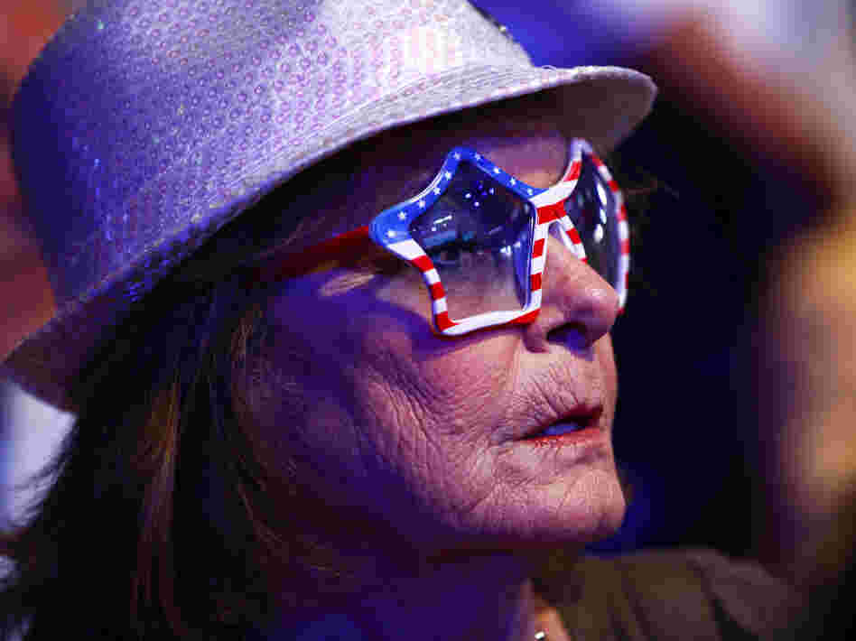 Carol Hurst of Merritt Island, Fla., listens to a speaker on Wednesday at the Republican National Convention.
