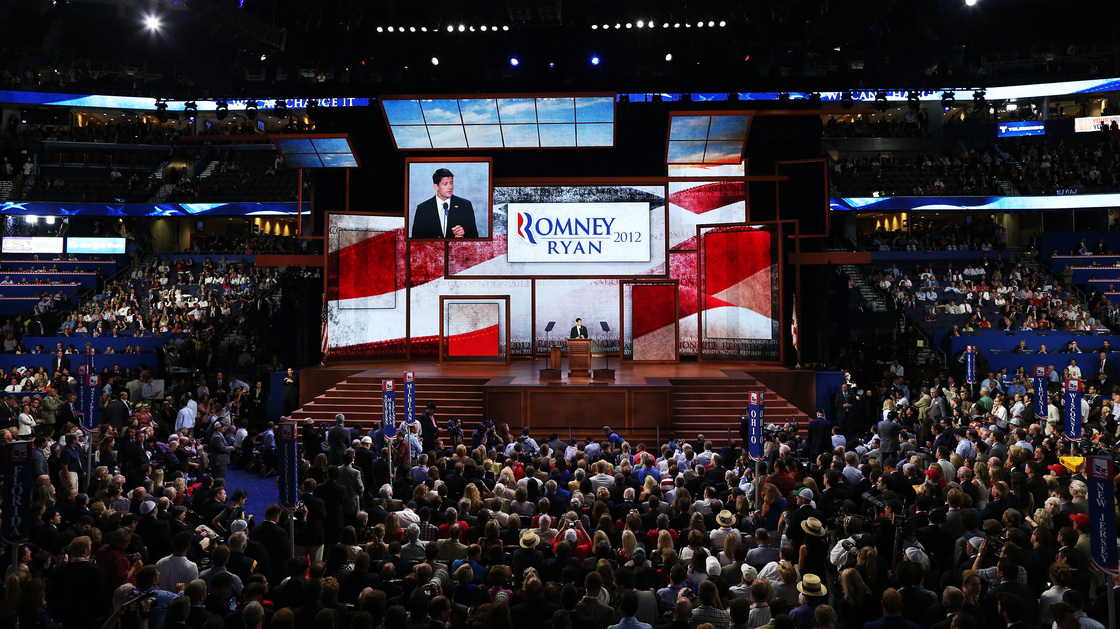 The scene inside the Tampa Bay Times Forum during the GOP convention Wednesday night.