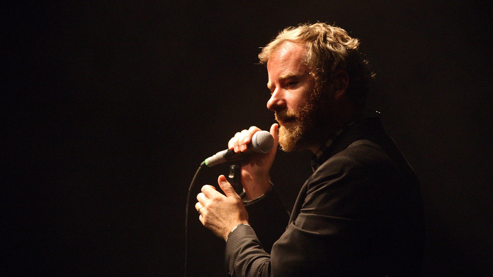 Matt Berninger of The National will open for a President Obama rally Saturday in Des Moines, Iowa. Here, Berninger performs in Brisbane, Australia, in 2011.
