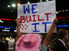 A woman holds a sign at the Republican National Convention Tuesday in Tampa, Fla. A woman holds a sign at the Republican National Convention Tuesday in Tampa, Fla.