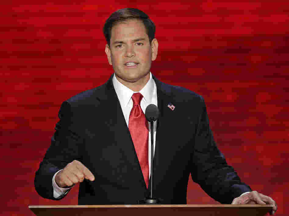 Florida Sen. Marco Rubio speaks at the Republican National Convention in Tampa, Fla. on Thursday.