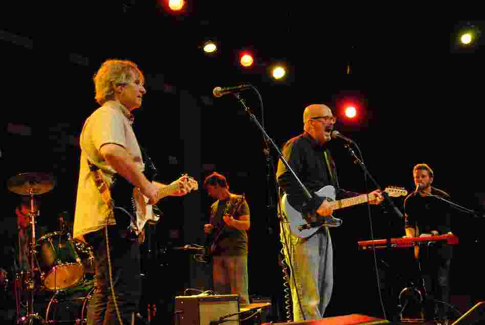 Bandleaders Chris Stamey (left) and Peter Holsapple led the dB's at World Cafe Live in Philadelphia, Penn.