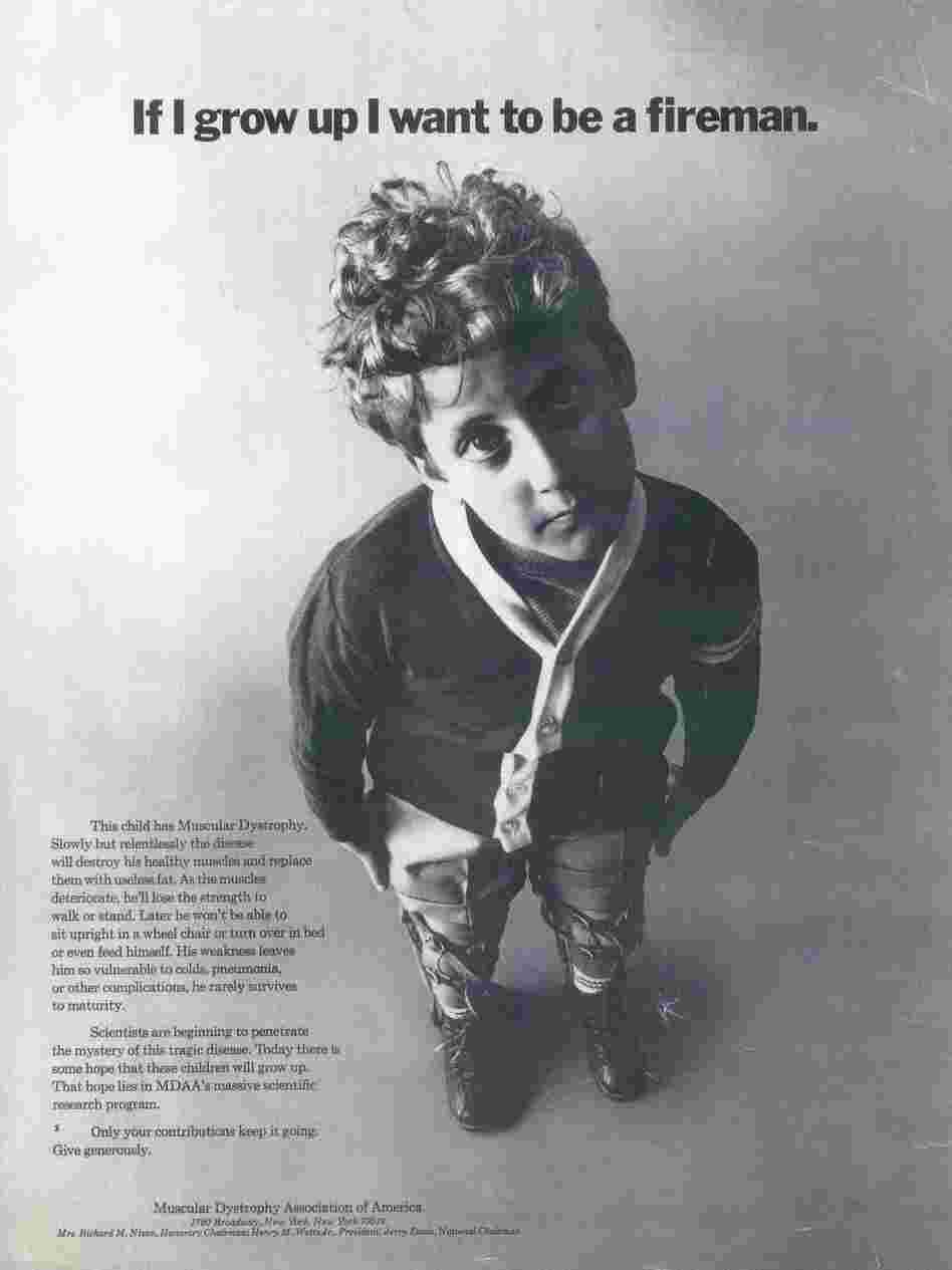 Ben Mattlin was the poster child for the Muscular Dystrophy Association. When this photo was taken, "I knew I couldn't be a fireman. That was absurd," Mattlin says. Ben Mattlin was the poster child for the Muscular Dystrophy Association. When this photo was taken, "I knew I couldn't be a fireman. That was absurd," Mattlin says.