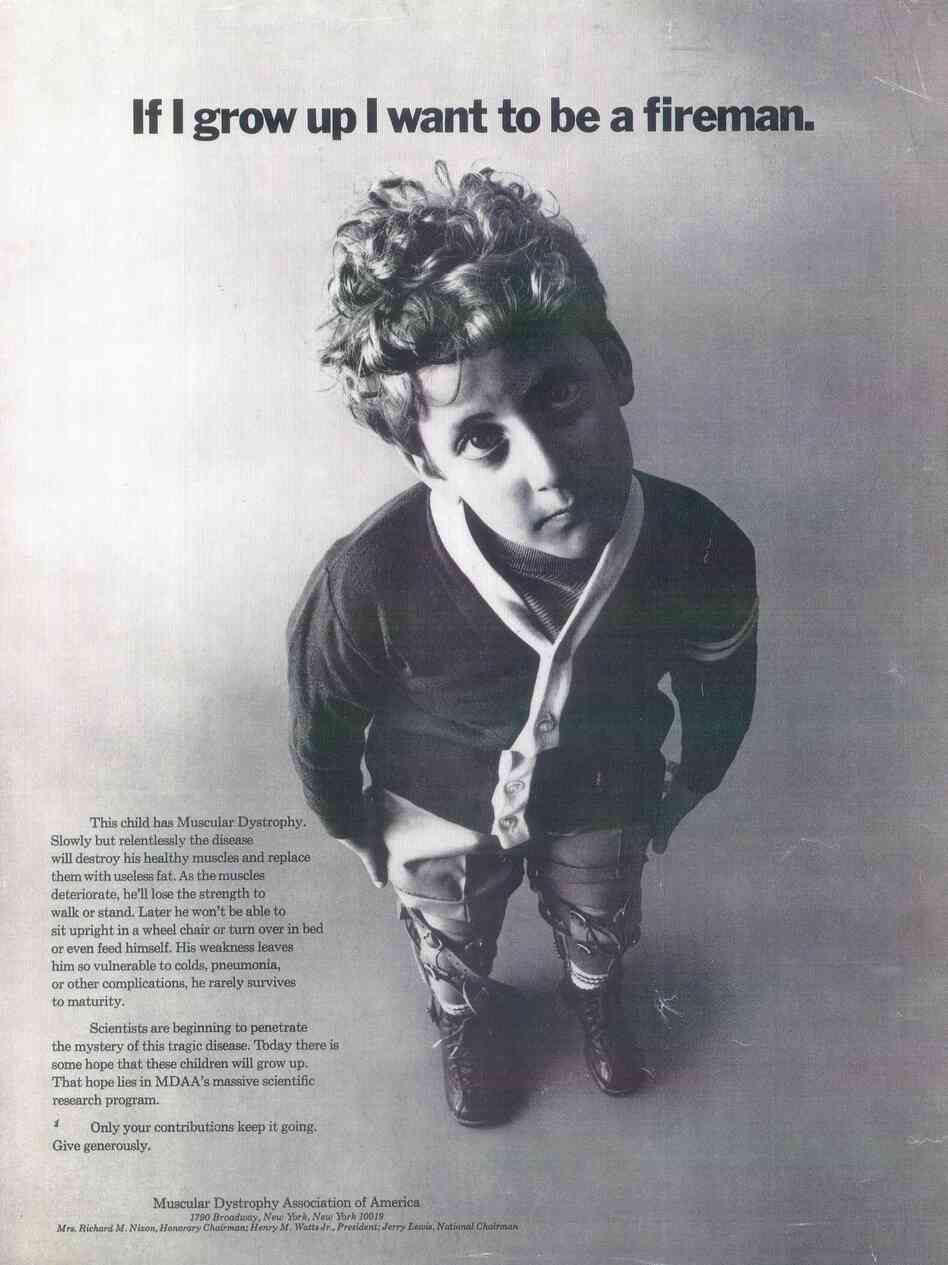 Ben Mattlin was the poster child for the Muscular Dystrophy Association. When this photo was taken, "I knew I couldn't be a fireman. That was absurd," Mattlin says. Ben Mattlin was the poster child for the Muscular Dystrophy Association. When this photo was taken, "I knew I couldn't be a fireman. That was absurd," Mattlin says.