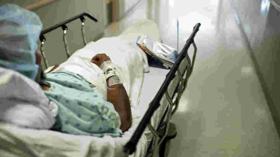 A kidney donor is wheeled to an operating room for a transplant at Johns Hopkins Hospital in Baltimore in late June.