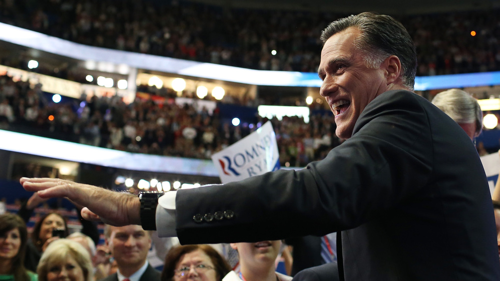 Republican presidential nominee Mitt Romney on Thursday at the Republican National Convention in Tampa.