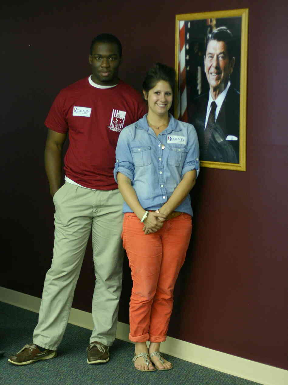 Romney-Ryan campaign volunteers Will Moore and Mindy Moorman in the Greensboro, N.C., office.