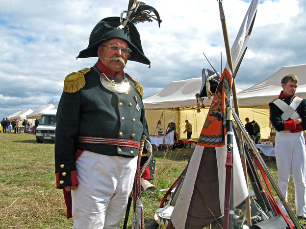 Re-enactor Viktor Penzas of Belarus represents a lieutenant colonel in the Russian army. He says the officers of the time were frequent casualties, because they were expected to lead their troops from the front.