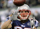 New England Patriots safety Ross Ventrone catches a pass before an an NFL game against the New York Jets and on Nov. 13, 2011, in East Rutherford, N.J. New England Patriots safety Ross Ventrone catches a pass before an an NFL game against the New York Jets and on Nov. 13, 2011, in East Rutherford, N.J.