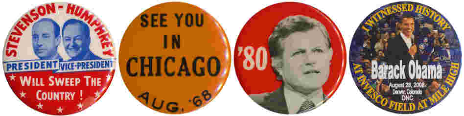 Memorable Dem convention moments: (1) Stevenson opens up VP choice to delegates in '56; (2) riots in the streets of Chicago filter onto the convention floor in '68; (3) Kennedy, not nominee Carter, gives the most poignant speech in '80; (4) history in 2008. Memorable Dem convention moments: (1) Stevenson opens up VP choice to delegates in '56; (2) riots in the streets of Chicago filter onto the convention floor in '68; (3) Kennedy, not nominee Carter, gives the most poignant speech in '80; (4) history in 2008.