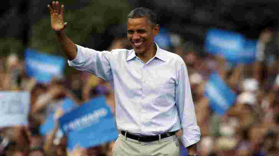 President Obama waves as he walks on stage during a campaign stop on the campus of the University of Colorado in Boulder on Sunday. President Obama waves as he walks on stage during a campaign stop on the campus of the University of Colorado in Boulder on Sunday.