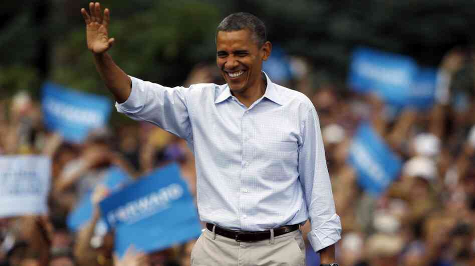 President Obama waves as he walks on stage during a campaign stop on the campus of the University of Colorado in Boulder on Sunday. President Obama waves as he walks on stage during a campaign stop on the campus of the University of Colorado in Boulder on Sunday.