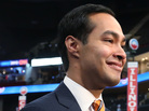San Antonio Mayor Julian Castro, left, and his twin brother State Rep. Joaquin Castro give an interview during preparations for the Democratic National Convention at Time Warner Cable Arena on Monday. San Antonio Mayor Julian Castro, left, and his twin brother State Rep. Joaquin Castro give an interview during preparations for the Democratic National Convention at Time Warner Cable Arena on Monday.
