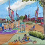 An illustration for a park proposed for Washington's old 11th Street Bridge. If realized, the park would span the Anacostia River, linking the Capitol Hill neighborhood with lower-income Anacostia.