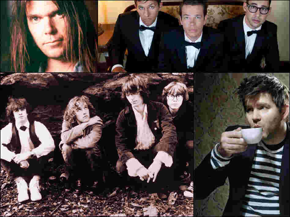 Neil Young (clockwise from upper left), fun., James Murphy of LCD Soundsystem, early era R.E.M. Neil Young (clockwise from upper left), fun., James Murphy of LCD Soundsystem, early era R.E.M.