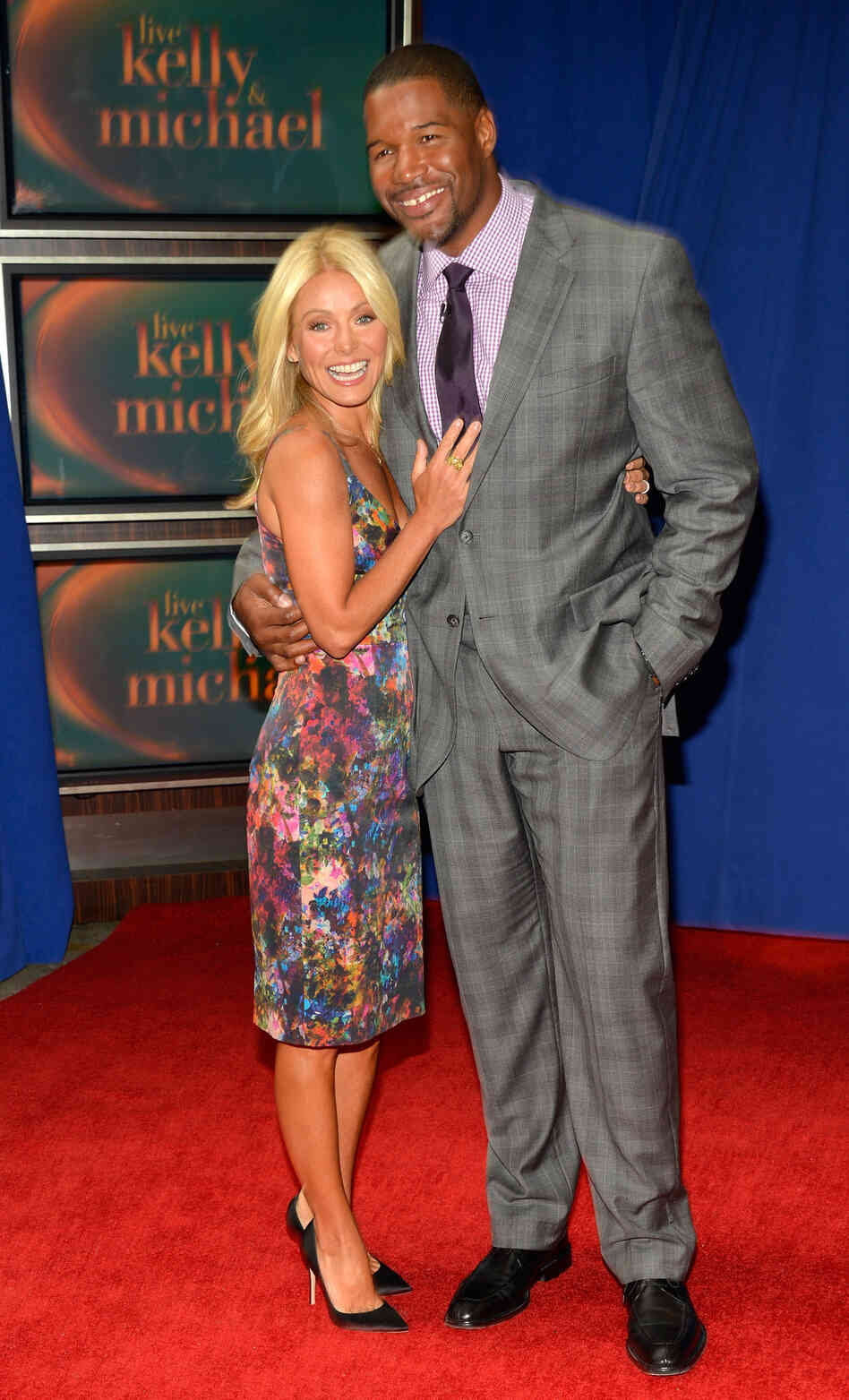 The new team: Kelly Ripa and Michael Strahan earlier today in New York City.