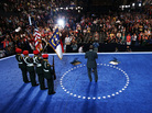 Musician Branford Marsalis performs the national anthem as the West Charlotte High School ROTC present the colors during Day 2 of the Democratic National Convention at Time Warner Cable Arena in Charlotte, N.C. Musician Branford Marsalis performs the national anthem as the West Charlotte High School ROTC present the colors during Day 2 of the Democratic National Convention at Time Warner Cable Arena in Charlotte, N.C.