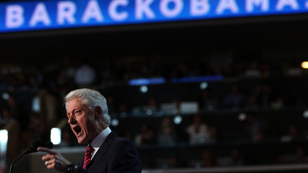 Former President Bill Clinton speaks Wednesday at the Democratic National Convention.