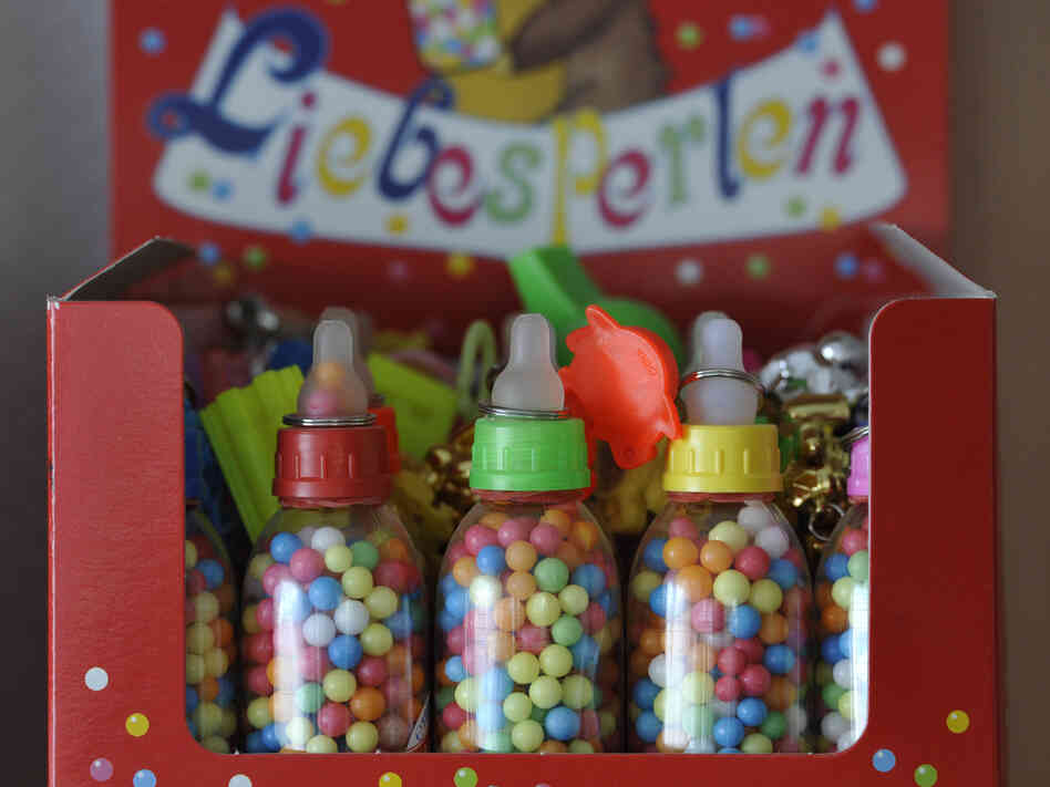 These German Liebesperlen, or "love pearls," helped researchers unravel the mysteries of how candies dissolve. Why the baby bottle packaging? Beats us.