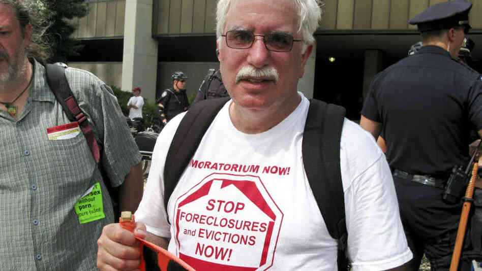 David Sole rode a bus from Detroit to the Democratic National Convention in Charlotte, N.C., to protest how the Obama administration and the nation's banks have handled the foreclosure crisis.